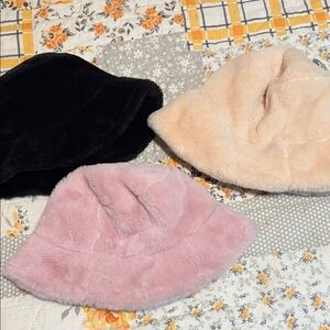 Set of Three Faux Fur Bucket Hats
